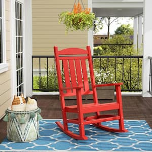 WESTIN OUTDOOR Shoreside Red Plastic Modern Adirondack Outdoor Rocking ...