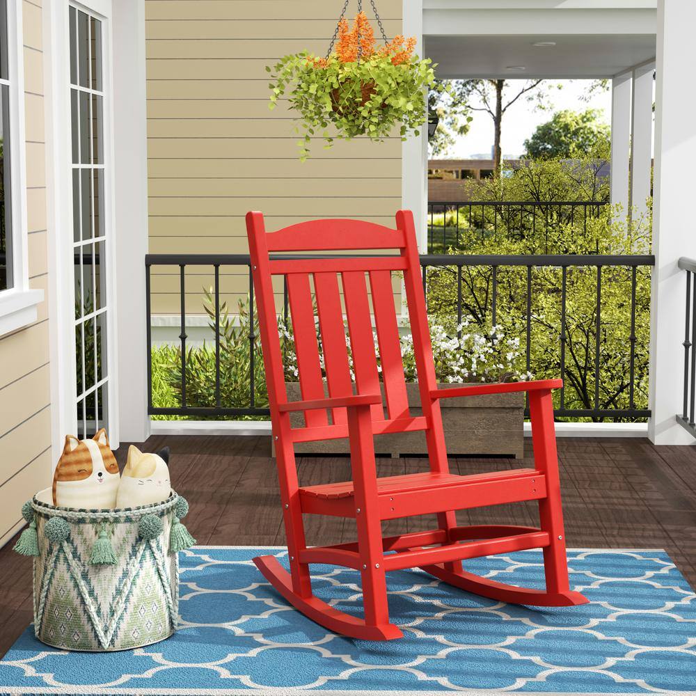 Laguna Red HDPE Traditional Rocking Chair with Arms