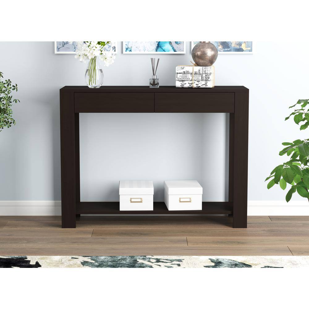 Cappuccino Elegance 40" Wood Console Table with Storage Drawers