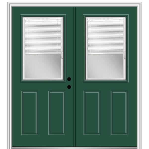MMI Door 60 in. x 80 in. Internal Blinds Left-Hand Inswing 1/2-Lite Clear Glass 2-Panel Painted Steel Prehung Front Door