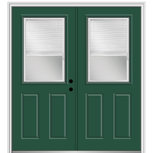 MMI Door 72 in. x 80 in. Internal Blinds Left-Hand Inswing 1/2-Lite Clear Glass 2-Panel Painted Steel Prehung Front Door