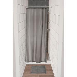 72 in. L x 48 in. W Small Stall Grey Shower Curtain Narrow Size + 8 Matching Rings