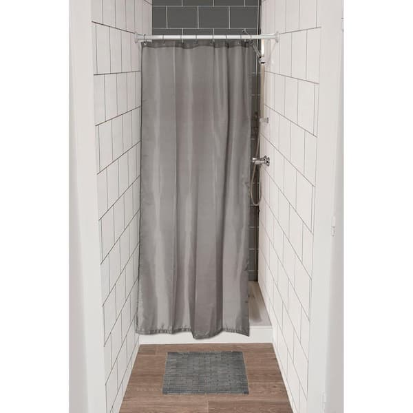 Unbranded 72 in. L x 48 in. W Small Stall Grey Shower Curtain Narrow Size + 8 Matching Rings