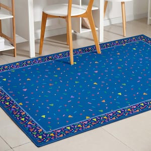 Crayola Confetti Blue 3 ft. 3 in. x 5 ft. Area Rug