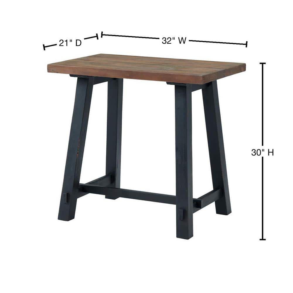 Adam 36" Black Solid Pine Wood Desk with Sawhorse Legs