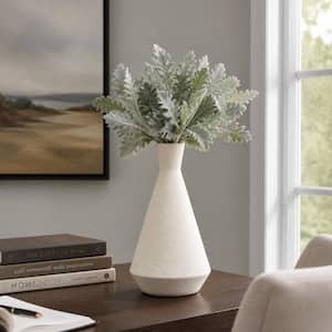 13.5 in. White Ceramic Tapered Cylinder Decorative Vase