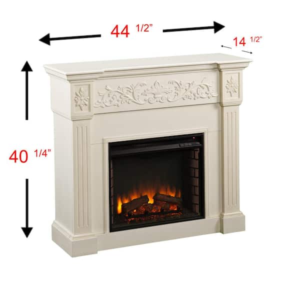Dunkirk 44.5 in. W Carved Electric Fireplace in Ivory