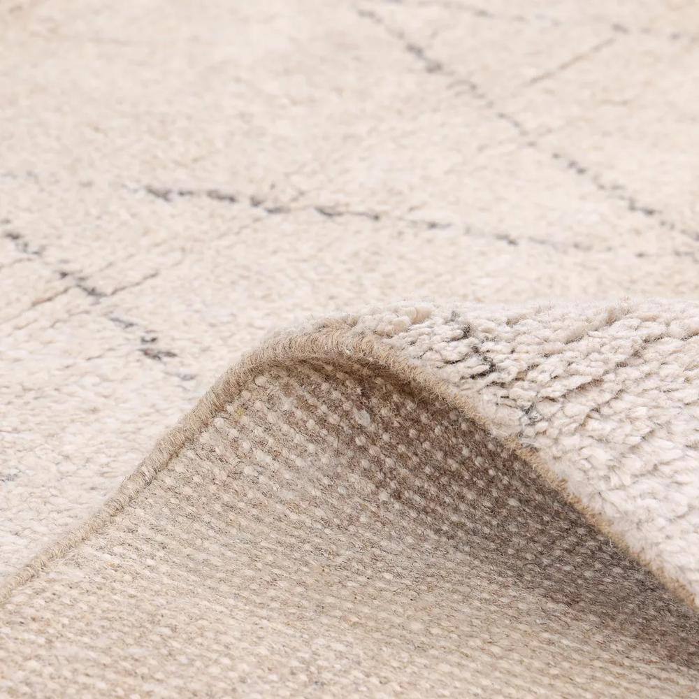 Ivory Taupe Hand-Knotted Wool Shag Rug with Fringe - 8' x 10'