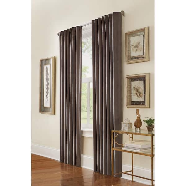 Home Decorators Collection Semi-Opaque HDC Velvet Lined Back Tab Curtain  Grey - 50 in. W x 108 in. L (1-Panel) 1630939 - The Home Depot