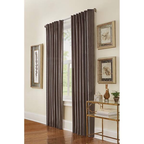 Home Decorators Collection Grey Velvet Back Tab Room Darkening Curtain - 50 in. W x 84 in. L