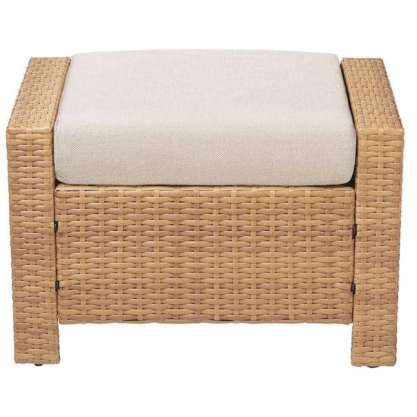 Spruce & Spring Cyril Brown Fabric 360° Swivel Wicker Accent