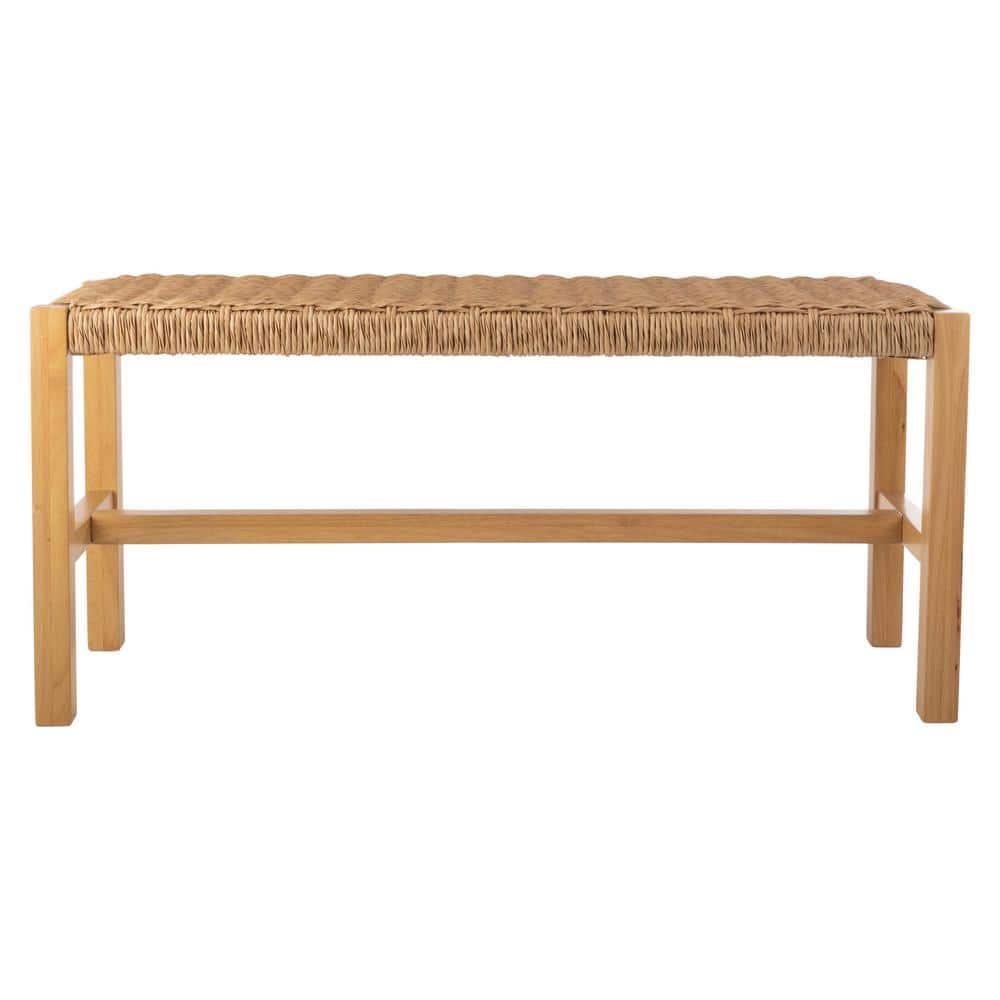Newport 40-Inch Natural Wood Bench with Woven Rope Seat