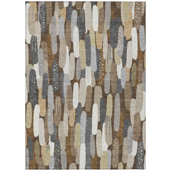 Chantille Machine Washable Indoor/Outdoor Abstract ACN3111 Chocolate 5 ft. x 7 ft. 6 in. Area Rug