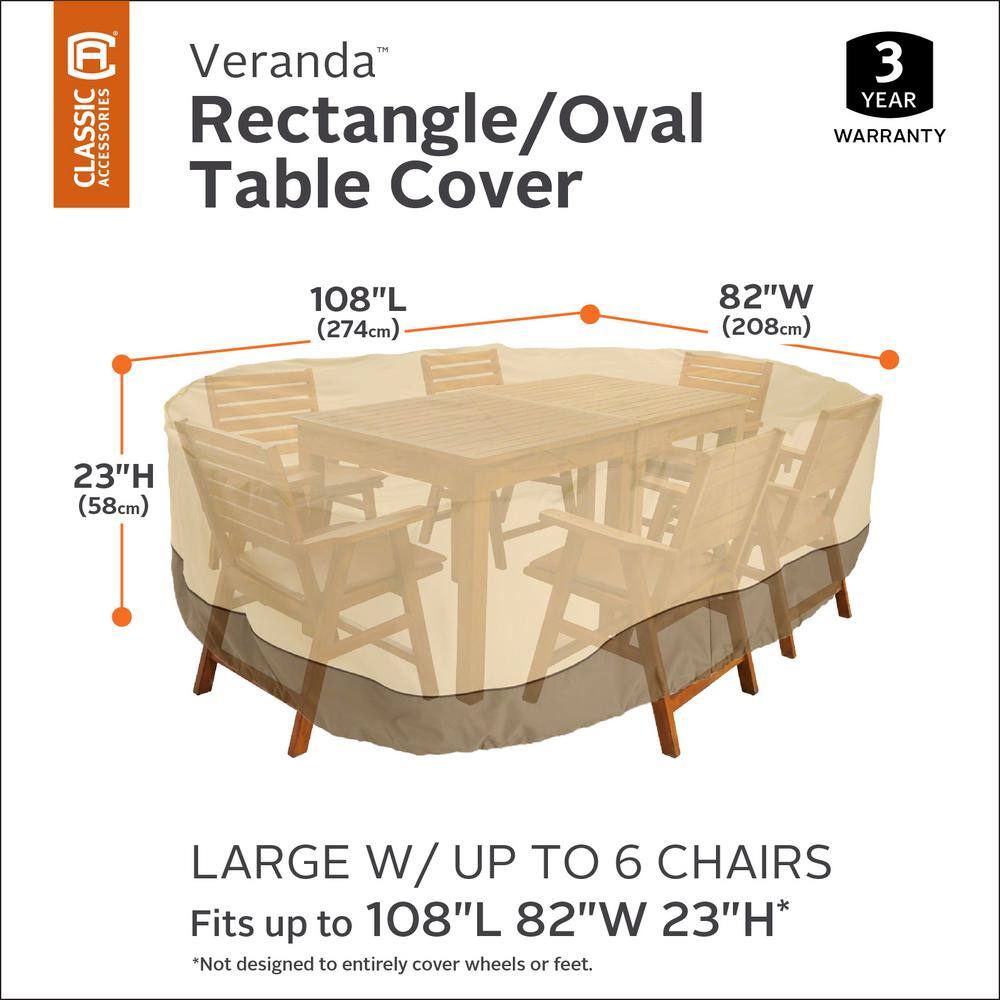 Large Beige and Brown Water-Resistant Patio Furniture Cover