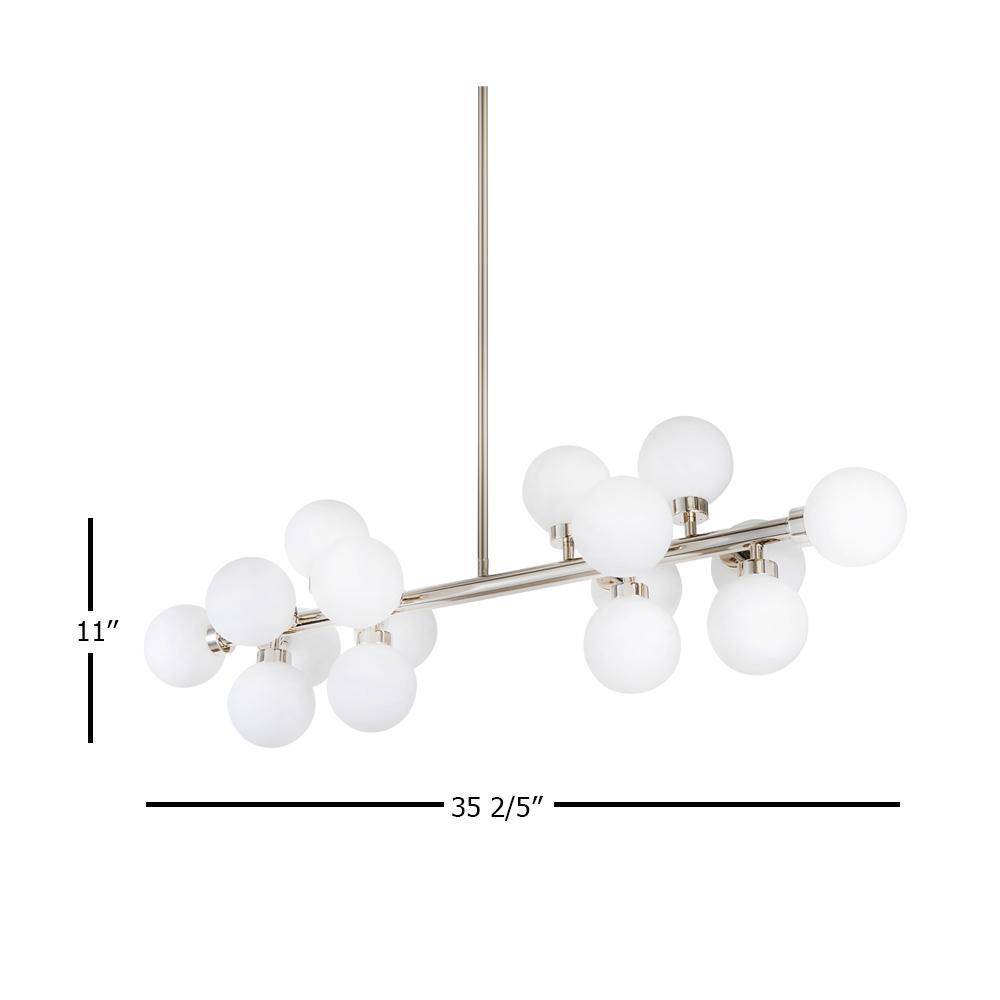 Bethel 35.4" Chrome Sputnik Chandelier with White Glass Globe Shades