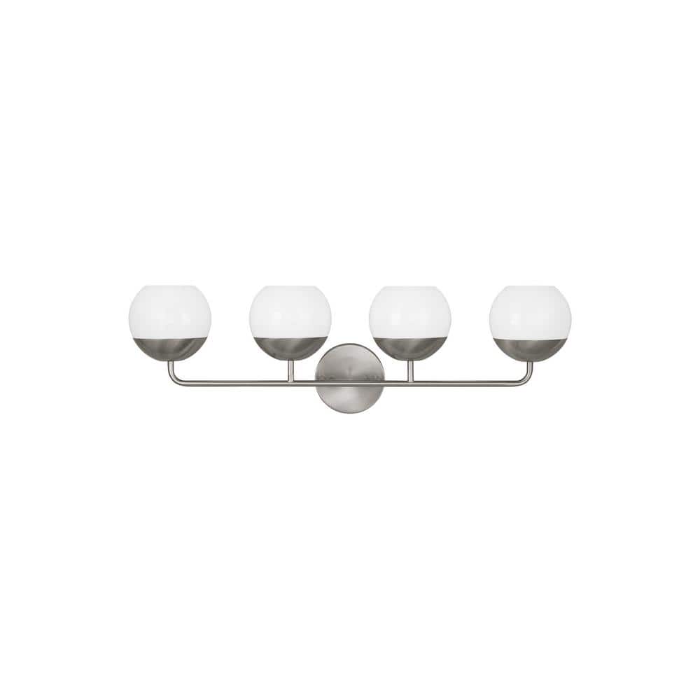 Alvin 33.375 in. 4-Light Brushed Nickel Vanity Light with Milk Glass Shades price history on PriceWatchPro