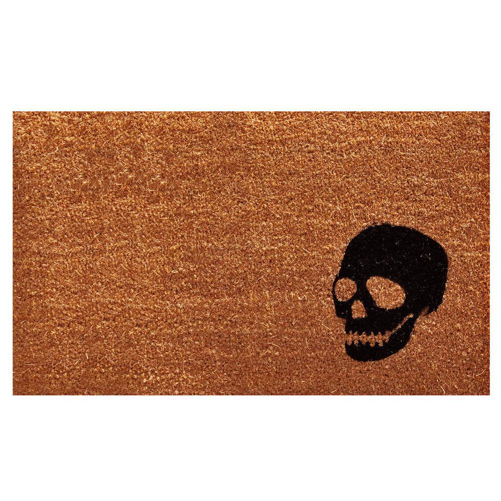 Black Skull 17 in. x 29 in. Coir Door Mat