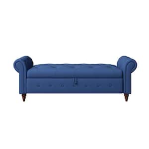 Navy Blue Polyester Bench（24.4 in. H x 63 in. W x 22 in. D)