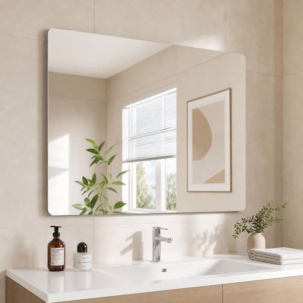 Ximuprmy 36 in. W x 30 in. H Rectangular Frameless Wall Bathroom