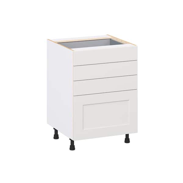 Roseland 24 in. W x 24 in. D x 34.5 in. H Assembled Shaker Drawer Base Kitchen Cabinet in Warm White with 4 Drawers