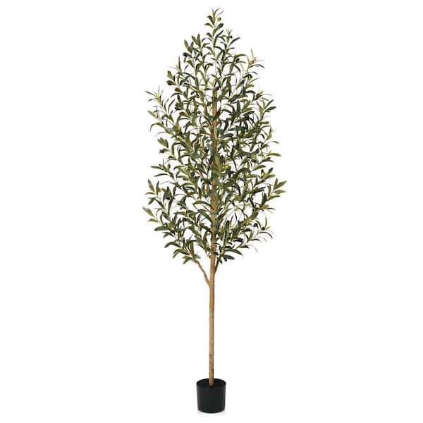 DR.Planzen 6 ft. Artificial Olive Tree in Pot Tall Fake Plant with Faux Branches and Fruits for Modern Office Floor Decor