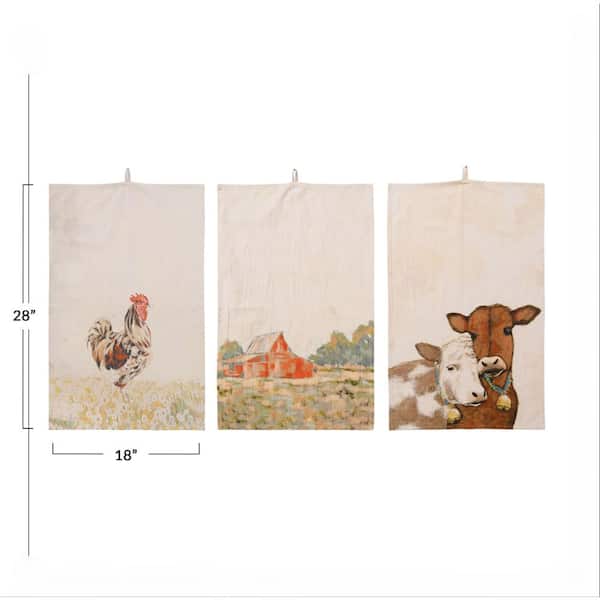 Tea Towel 100% Cotton Embroidered Animal Kitchen Hand Towels Dish Cloth