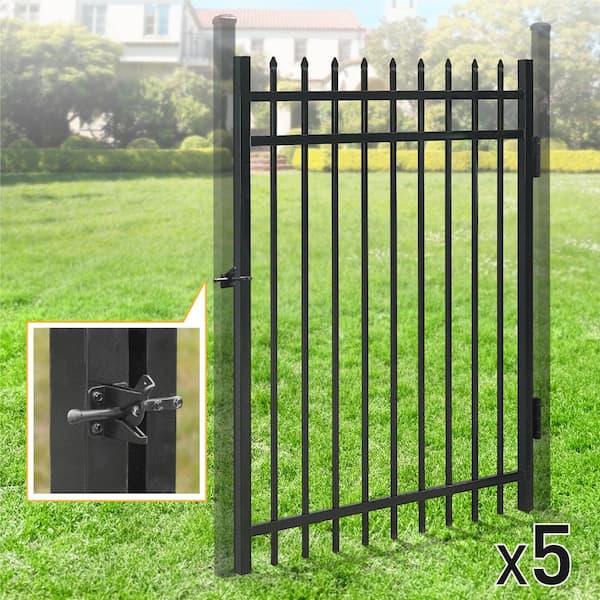 4 ft. x 4 ft. Pointed Pinnacle Anti-Rust Metal Fence Gate, Decorative Garden Gate (Pack of 5)