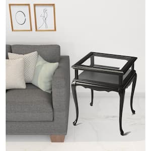 18 in. Black Rectangle Glass End Table