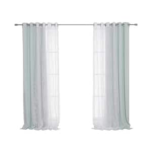 Mint Polyester Solid 52 in. W x 84 in. L Grommet Blackout Curtain (Set of 4)