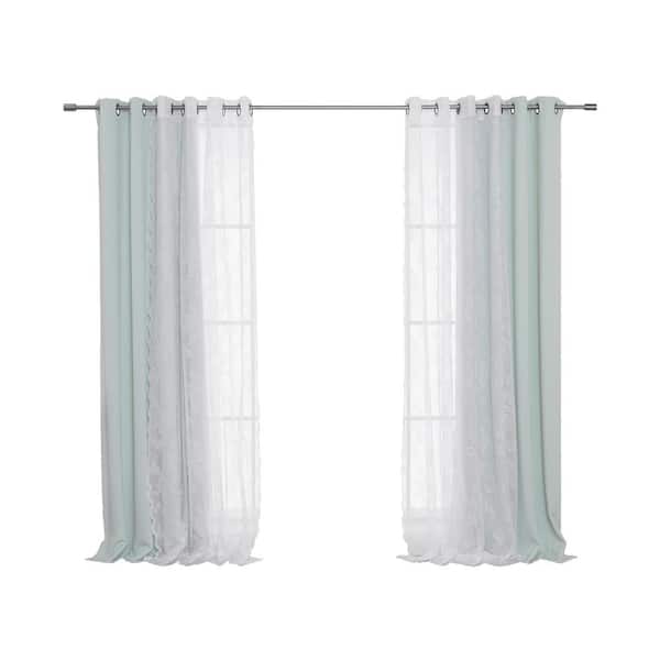 Best Home Fashion Mint Polyester Solid 52 in. W x 84 in. L Grommet Blackout Curtain (Set of 4)