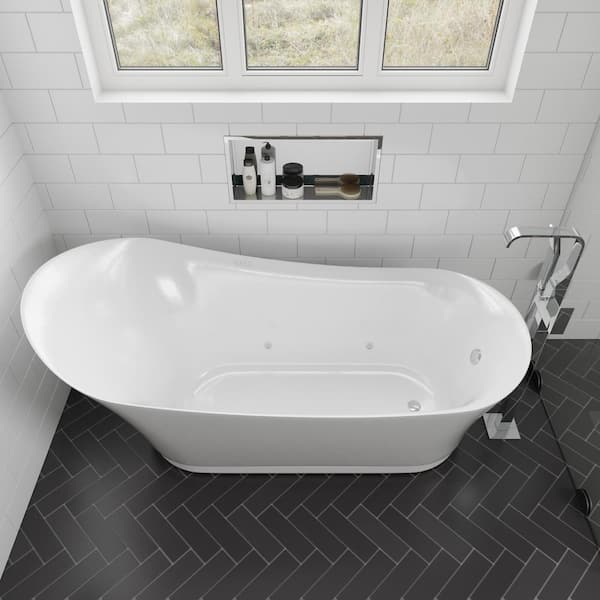 69 in. Acrylic Flatbottom Air Bath Bathtub in White 69 in. Acrylic Flatbottom Air Bath Bathtub in White