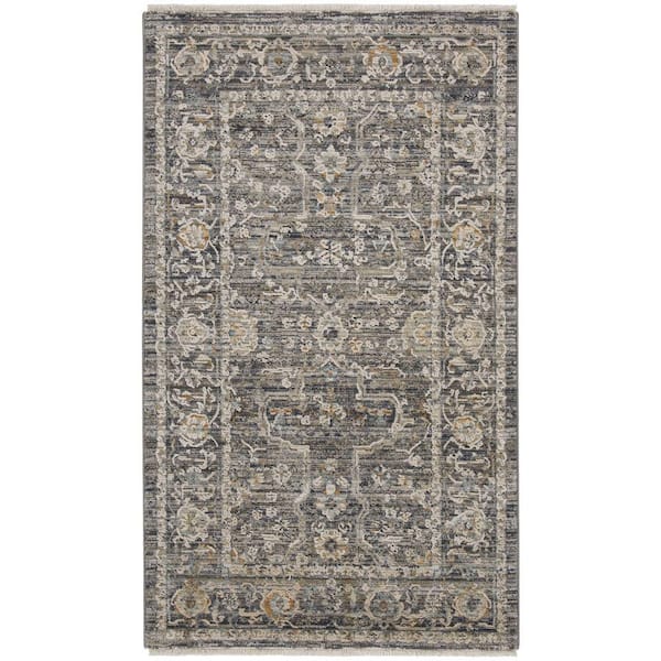 Nourison Nyle Slate Multicolor 3 ft. x 5 ft. Vintage Persian Kitchen Area Rug