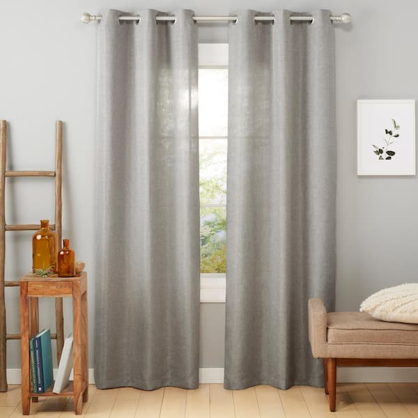 Estate View Ladner Black Pearl Solid Light Filtering Grommet Top Indoor Curtain Panel, 38 in. W x 96 in. L (Set of 2)