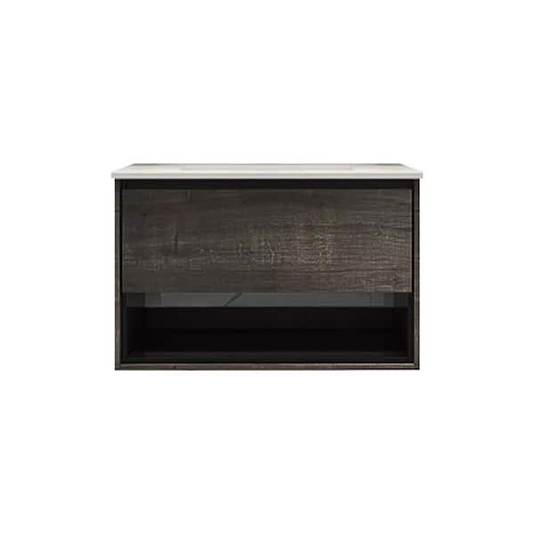 taholi 18 in. W x 30 in. D x 20 in. H Bath Vanity in Gray with White Ceramic Top