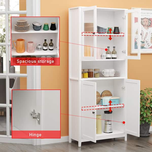 Kitchen Pantry Cabinet, Storage Cabinet with 6 Adjustable Shelves, Spa