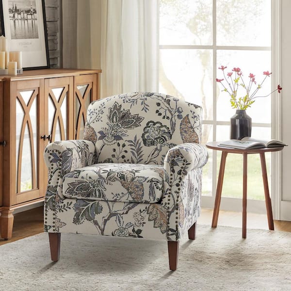 JAYDEN CREATION Gianluigi Grey Armchair with Nailhead Trims