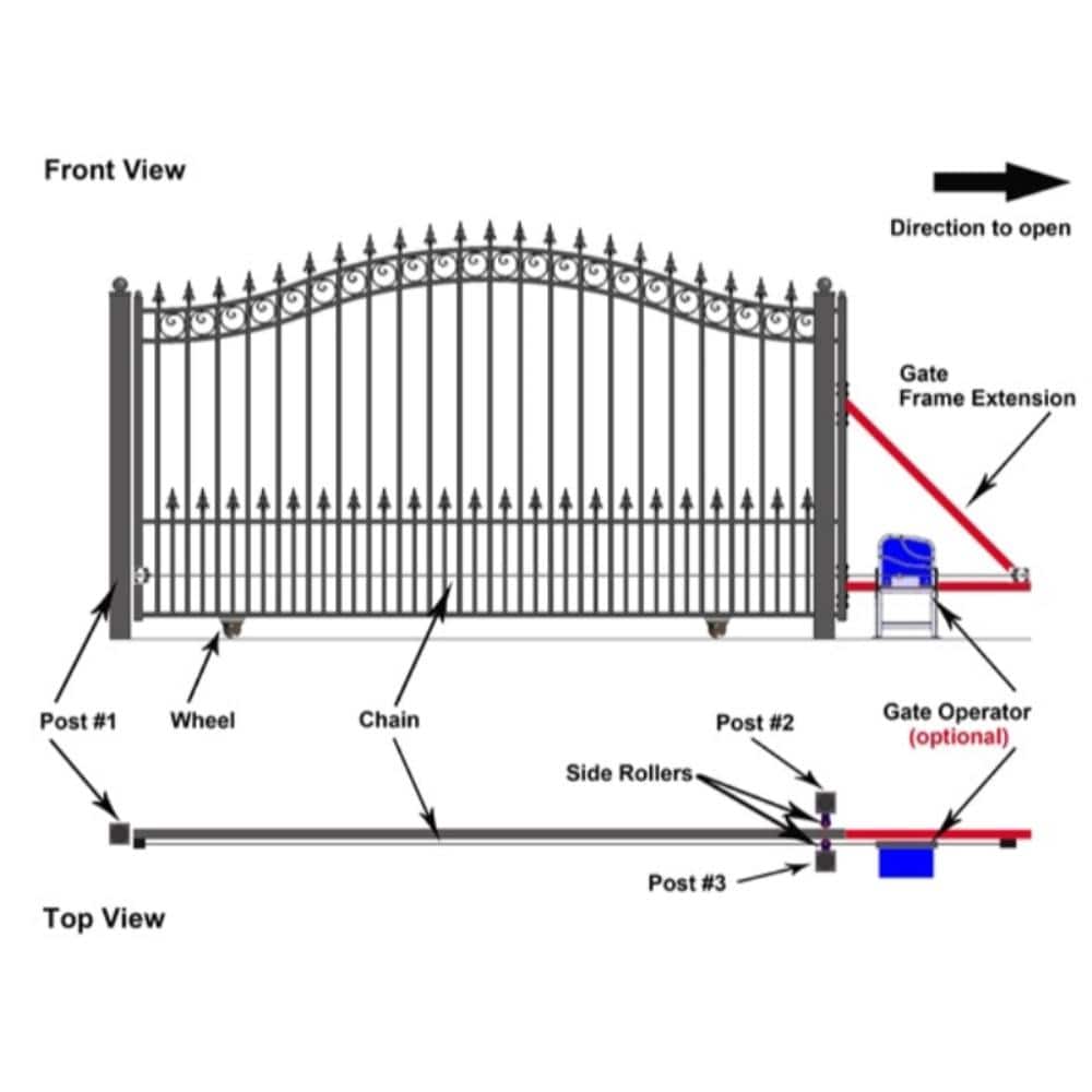 Black Steel Arched 16 ft Driveway Gate with Opener