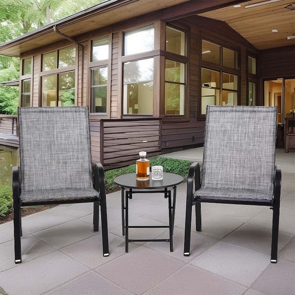 3-Piece Metal Patio Conversation Seating Set in Gray