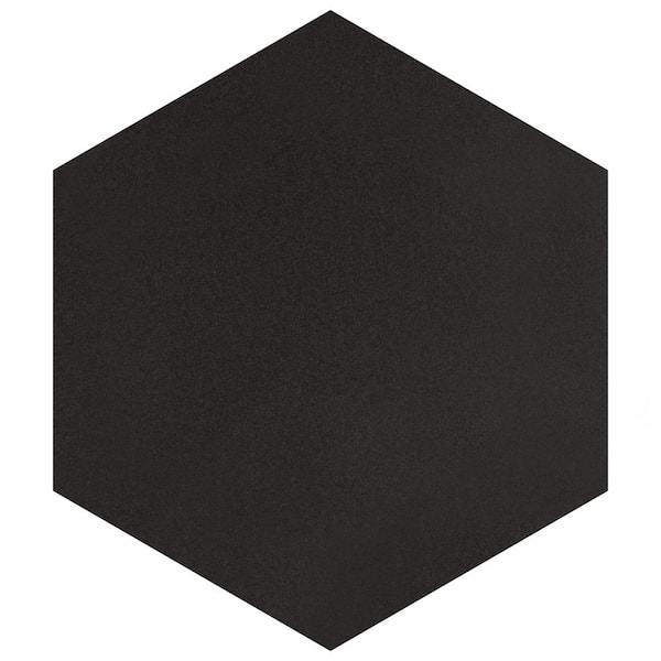 Merola Tile Textile Basic Hex Black 8-5/8 in. x 9-7/8 in. Porcelain Floor and Wall Tile (11.5 sq. ft./Case)