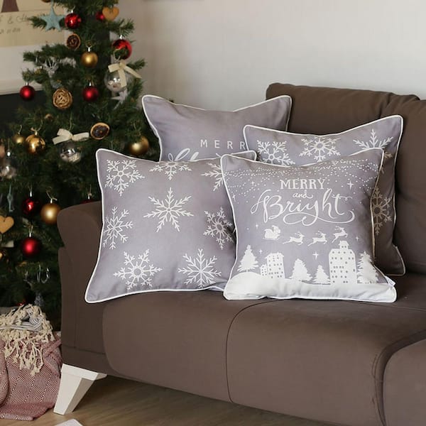 4 Boho Farmhouse Christmas Pillow Covers for 18 x 18 insert