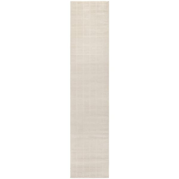 Serenity Home Ivory Cream 2 ft. x 6 ft. Linear Contemporary Runner Area Rug