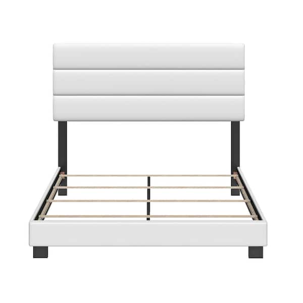 Boyd Sleep Napoli Faux Leather Tri-Panel Platform Bed, Full, White