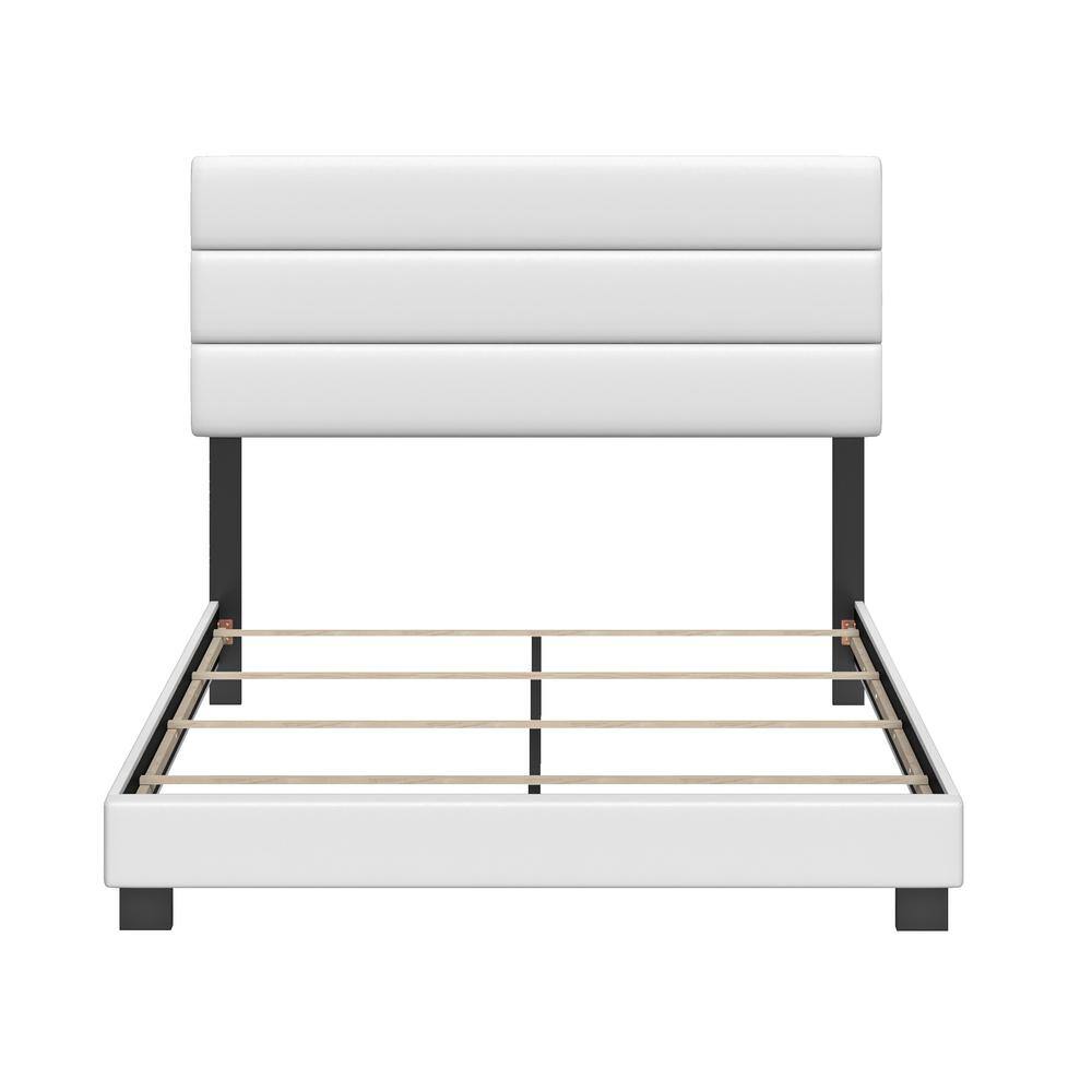 Napoli King-Size Modern Tri-Panel White Faux Leather Bed Frame