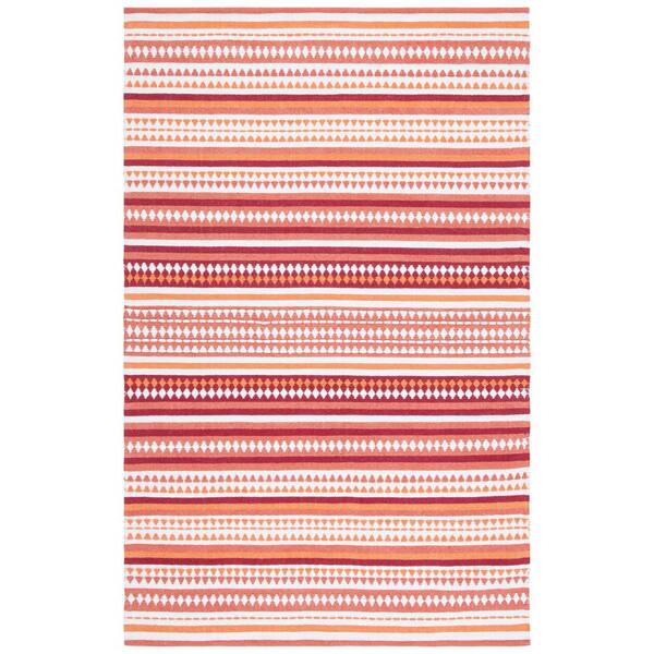 SAFAVIEH Montauk Orange/Ivory 4 ft. x 6 ft. Striped Triangle Area Rug MTK451P4 The Home Depot