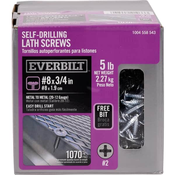 Everbilt #8 x 3/4 in. Self Drilling Lath Screw 5 lbs.-Box (1070-Piece)