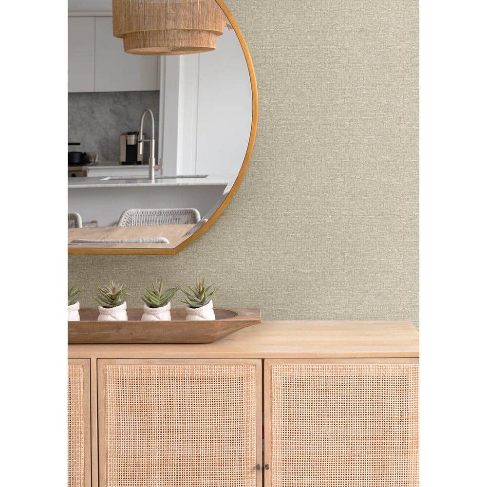 Minerva Light Brown Faux Grasscloth Geometric Wallpaper Roll