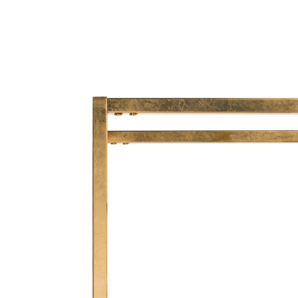 Transitional Gold & White Marble Veneer 4-Tier Etagere