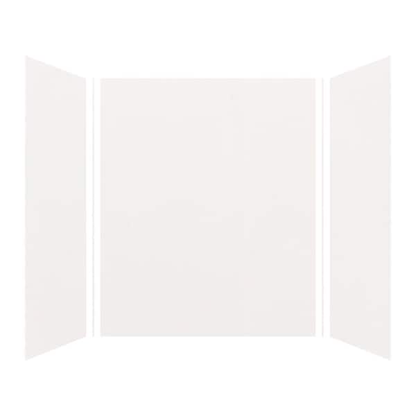 Expressions 48 in. x 60 in. x 72 in. 3-Piece Easy Up Adhesive Alcove Shower Wall Surround in White