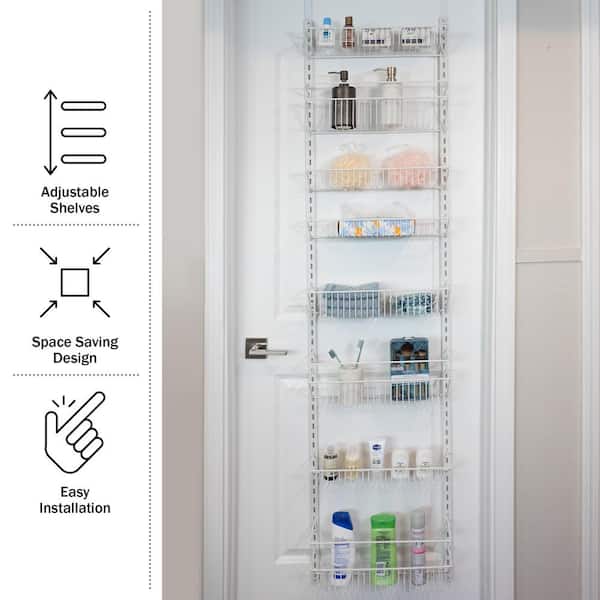  Over the Door Organizer - 8-Tier Hanging Wall Rack for Bathroom  or Kitchen Organization - Pantry Organization and Storage by Home-Complete  (White) : Home & Kitchen