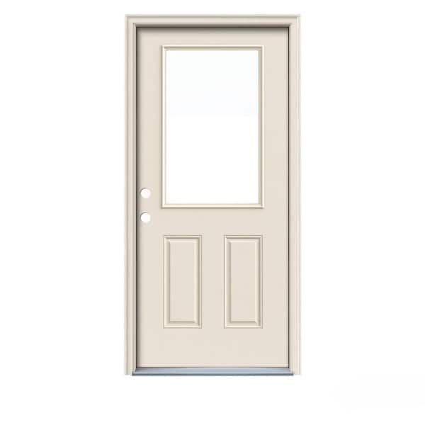 JELD-WEN 36 in. x 80 in. 1/2 Lite Primed Steel Prehung Right-Hand Inswing Entry Door